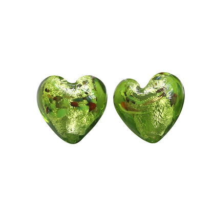 Lampwork Glass Beads Heart 15mm Gold Foil Mixed Colors 20pcs 5