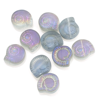 Electroplated Snail Glass Beads 12mm Transparent Iridescent 30pcs 8