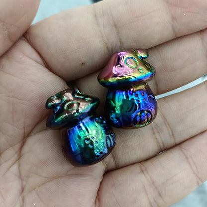 Glow In The Dark Mushroom Acrylic Beads 24mm Plated 50pcs 10
