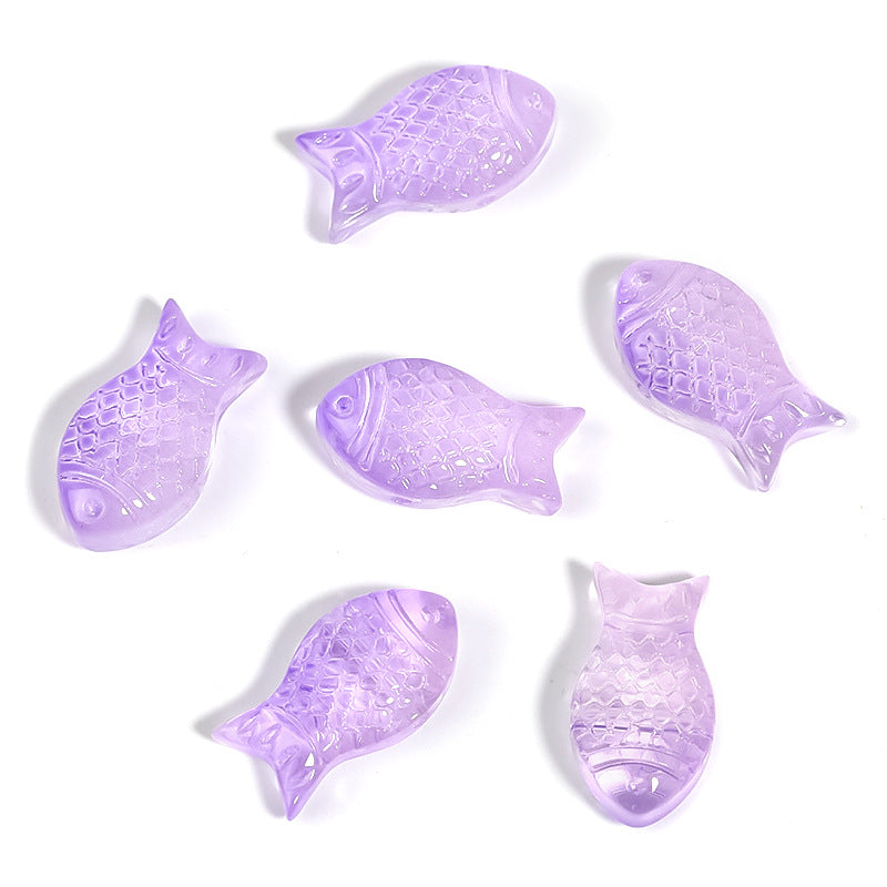 Small Fish Glass Beads 15mm Gradient Color Textured Finish 100pcs 9