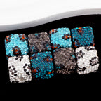 Polymer Clay Square Rhinestone Beads 14mm Blue Grey Leopard 3pcs 4
