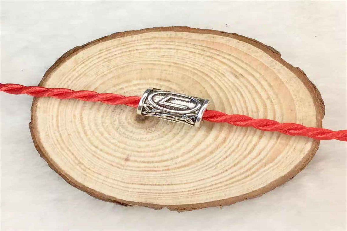 Tube Metal Beads Viking Note Patterned Silver Tone 100pcs 17