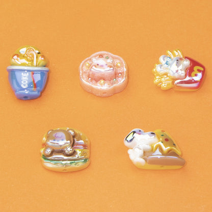 Glossy Plating Animal and Fast Food Resin Beads 20pcs