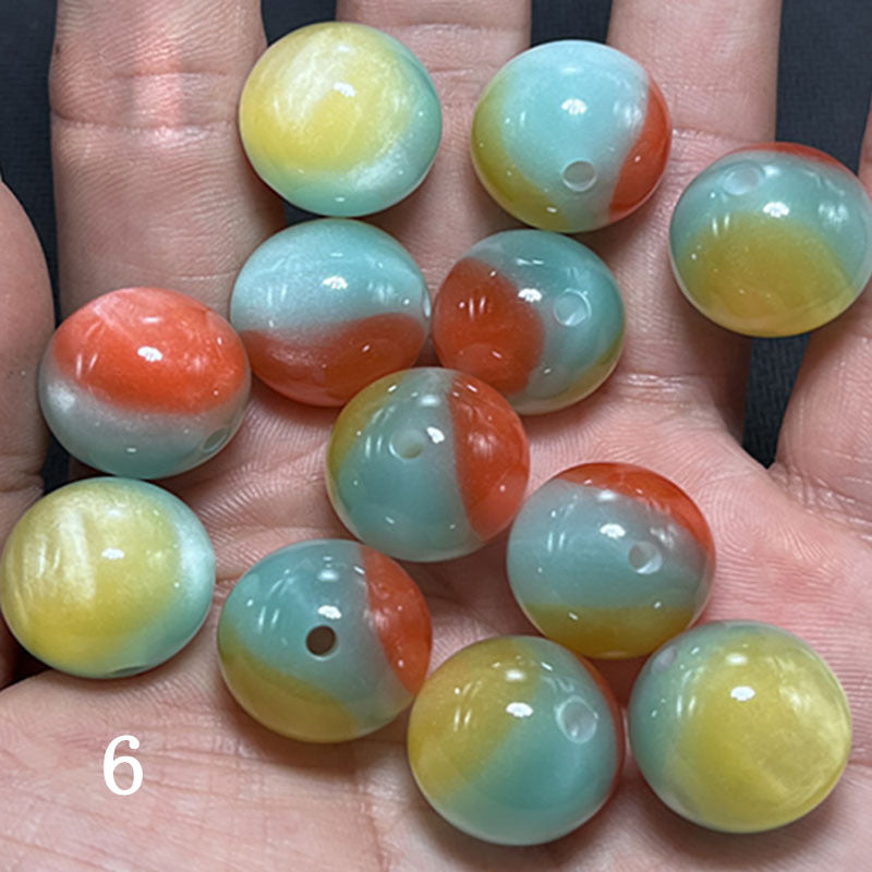 Gradient Color Resin Beads 8-16mm Round Glossy Polished 50pcs 7