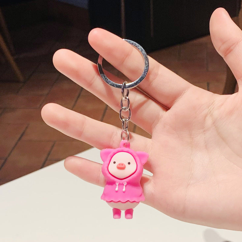 Cartoon Silicone Pig Keychain Cute Animal Charm in Bright Colors 8