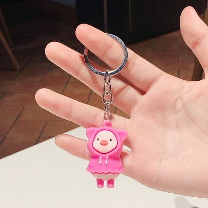 Cartoon Silicone Pig Keychain Cute Animal Charm in Bright Colors 8