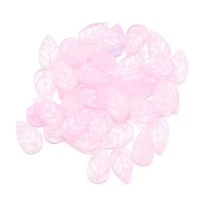 Czech Glass Beads Leaf 17mm Frosted Mixed Colors Gold Accents 30pcs 13