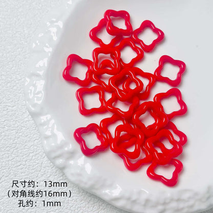 Hollow Clover Frame Acrylic Beads 13mm Colorful Mixed 100pcs 7