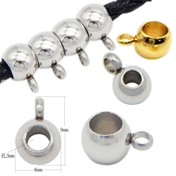 Stainless Steel Round Crimp Metal Beads 6.5-13mm Large Hole 20pcs