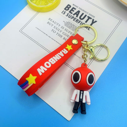 Silicone Rainbow Friends Cartoon Character Keychain with Star Strap 22