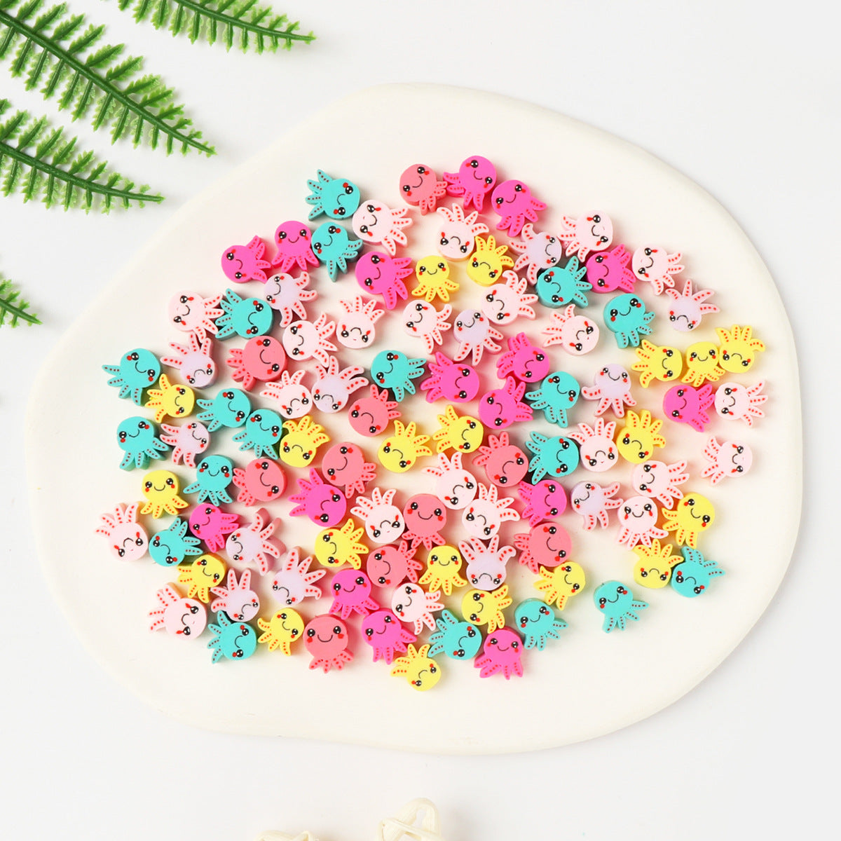 Octopus Clay Beads 10mm Colorful Polymer Cute Faces 100pcs 3