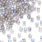 Transparent Square Glass Beads 8mm Iridescent Colors 50pcs 13