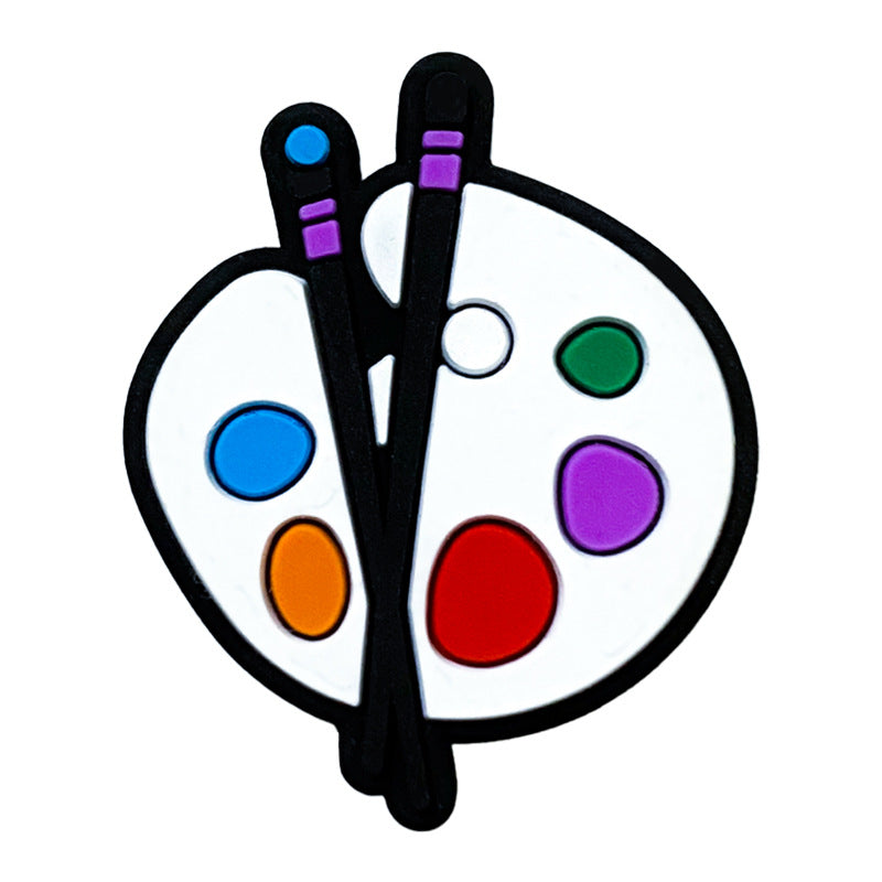 Silicone Focal Beads Drawing Board Paint Palette with Brushes 20pcs 6