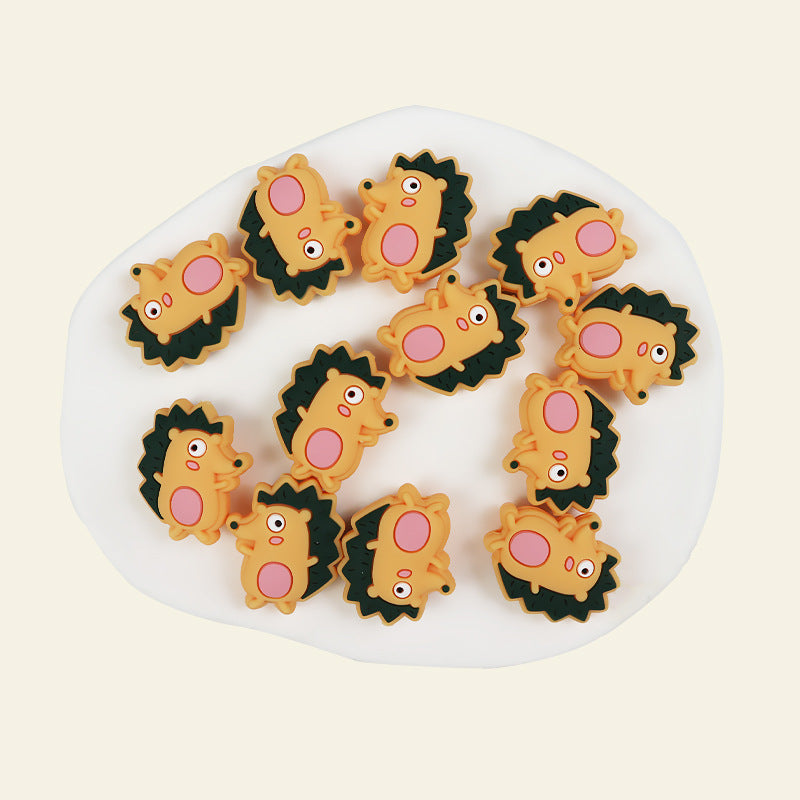 Silicone Focal Beads Hedgehog Colorful Side Profile 20pcs 4