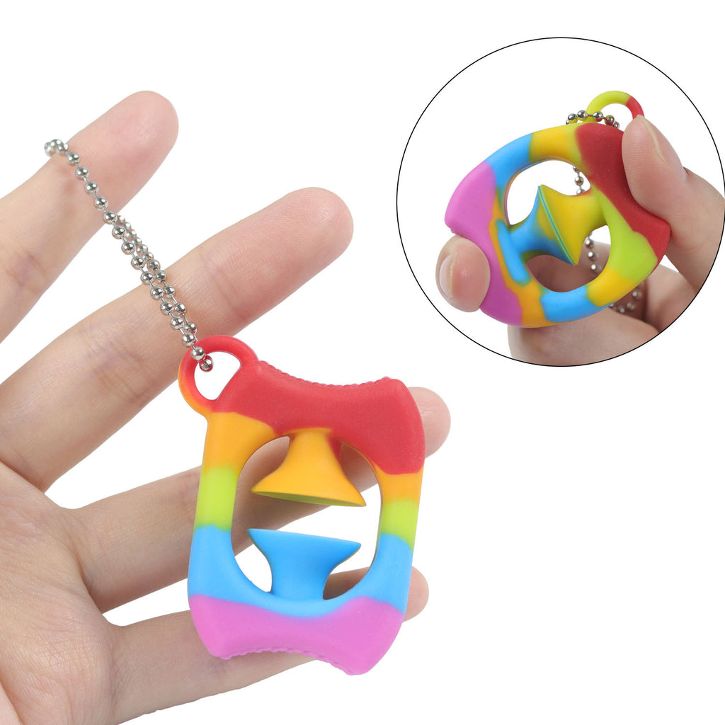 Silicone Gripper Hand Snapper Keychain Rainbow Stress Relief Toy 3