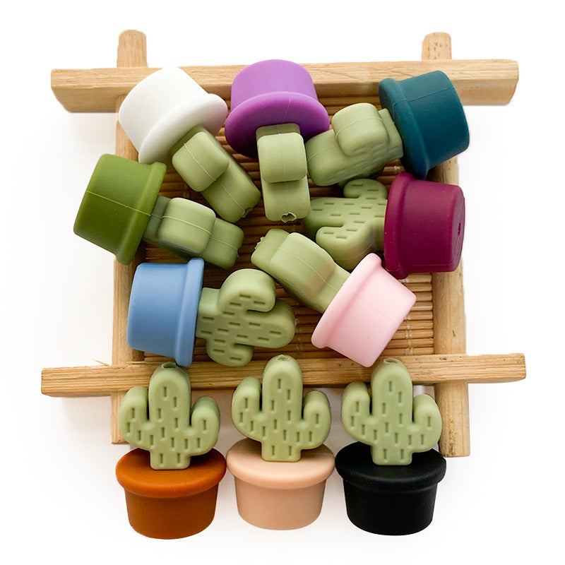 Silicone 3D Focal Beads Flowerpot Cactus Textured Vibrant Pots 20pcs 2