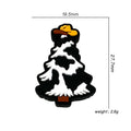 Silicone Focal Beads Christmas Tree Cow Print with Mustard Star 20pcs 2
