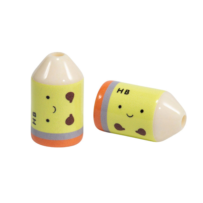 Painted Smiling Face Pencil Head Acrylic Beads 12x20mm Colorful 10pcs 8