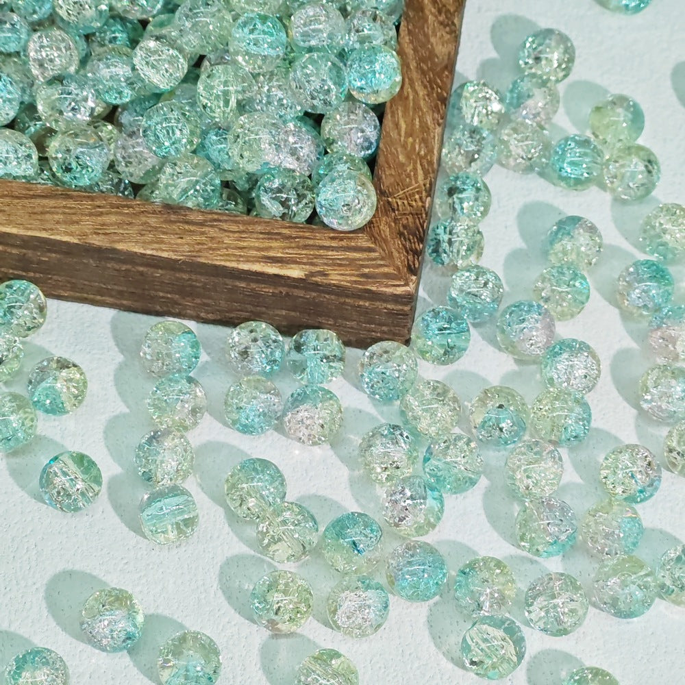 Crackle Round Glass Beads 10mm Bright Multicolor 50pcs 7