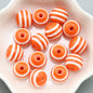 Rainbow Color Striped Resin Beads 12mm Round Glossy 60pcs 13
