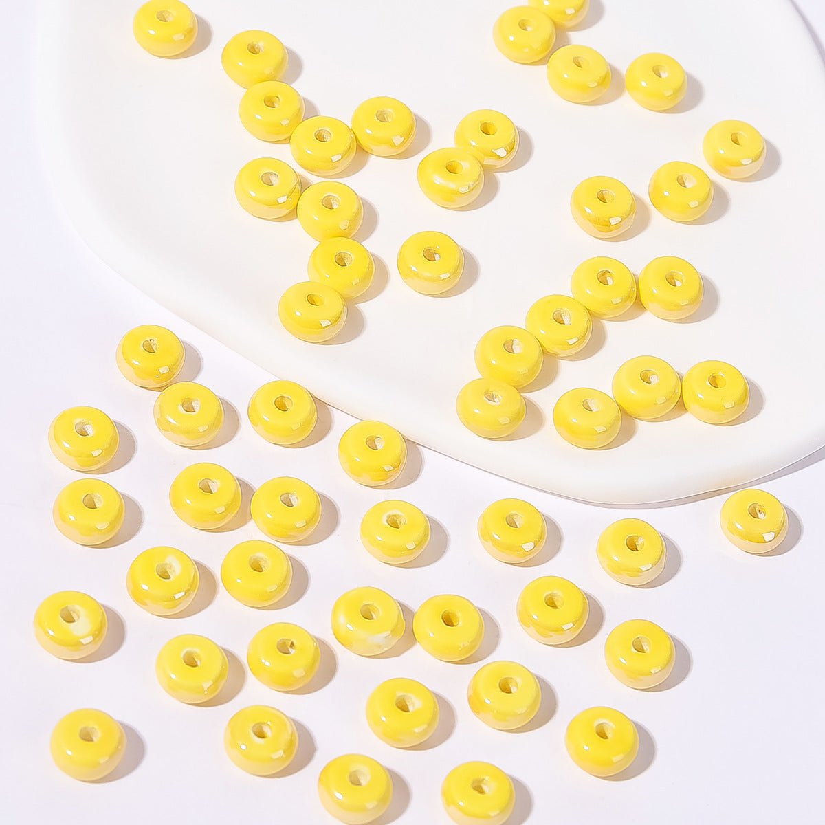Ceramic Abacus Spacer Beads 5x9mm Creamy Colored 30pcs 6