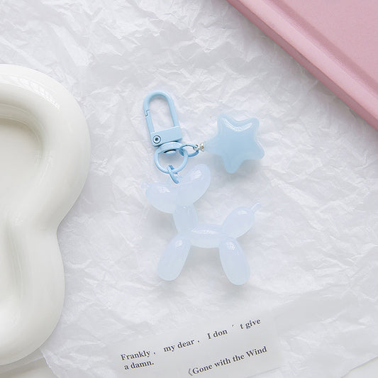 Acrylic Balloon Dog Keychain with Pentagram Star Charm Lilac 2