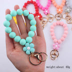 Flower Silicone Bead Wristlet Keychain Colorful Smooth Beads 2