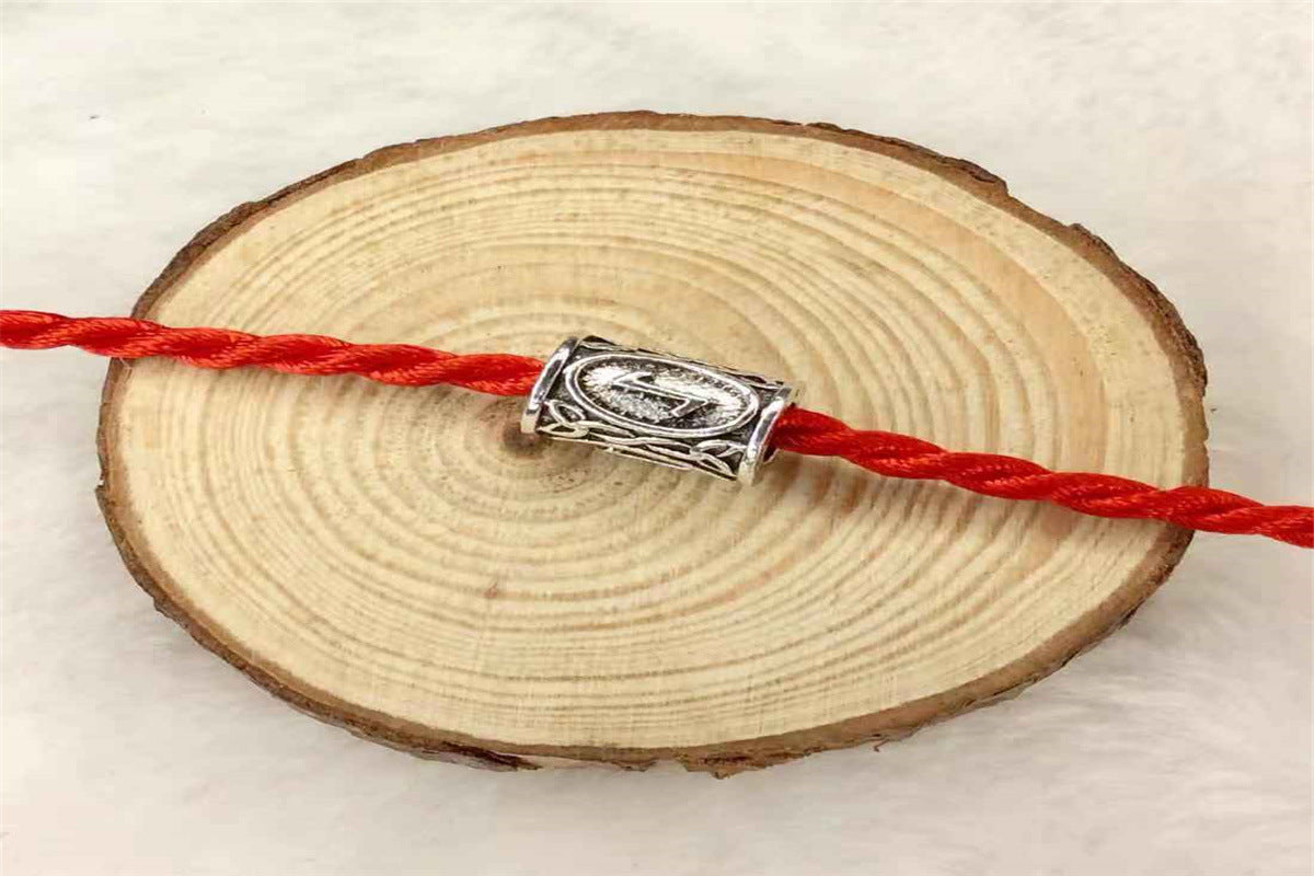 Tube Metal Beads Viking Note Patterned Silver Tone 100pcs 11