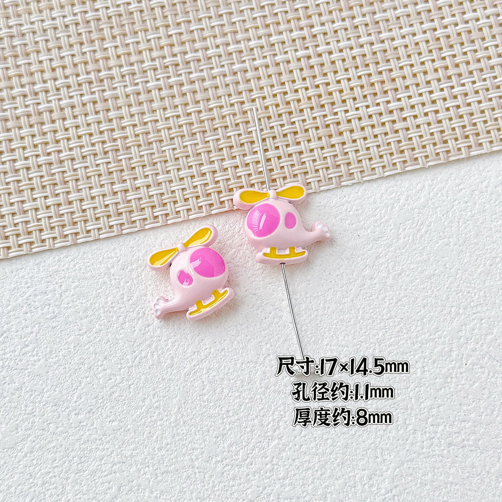 Helicopter and Satellite Metal Beads 17mm Painted Pastel Alloy 10pcs 6