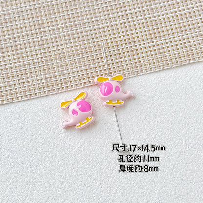 Helicopter and Satellite Metal Beads 17mm Painted Pastel Alloy 10pcs 6