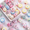 Hand Painted Cake Acrylic Beads 18mm Glossy Pastel Enamel 5pcs