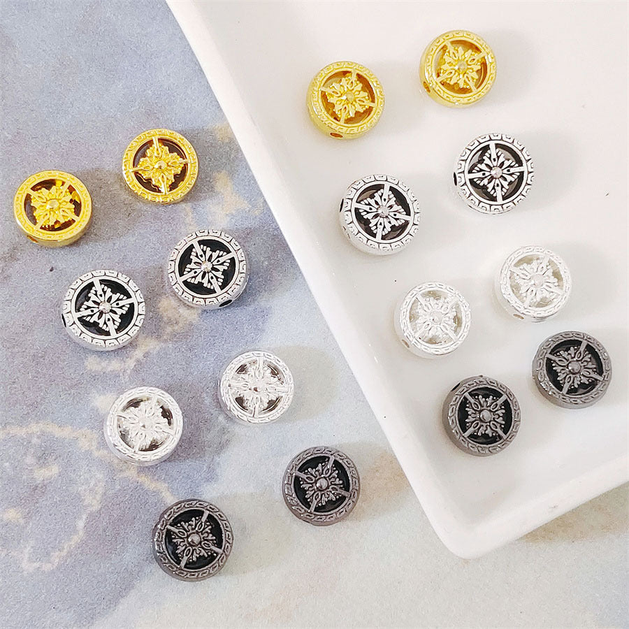 Flat Metal Beads 12mm Vajra Pattern Intricate Design 40pcs 5