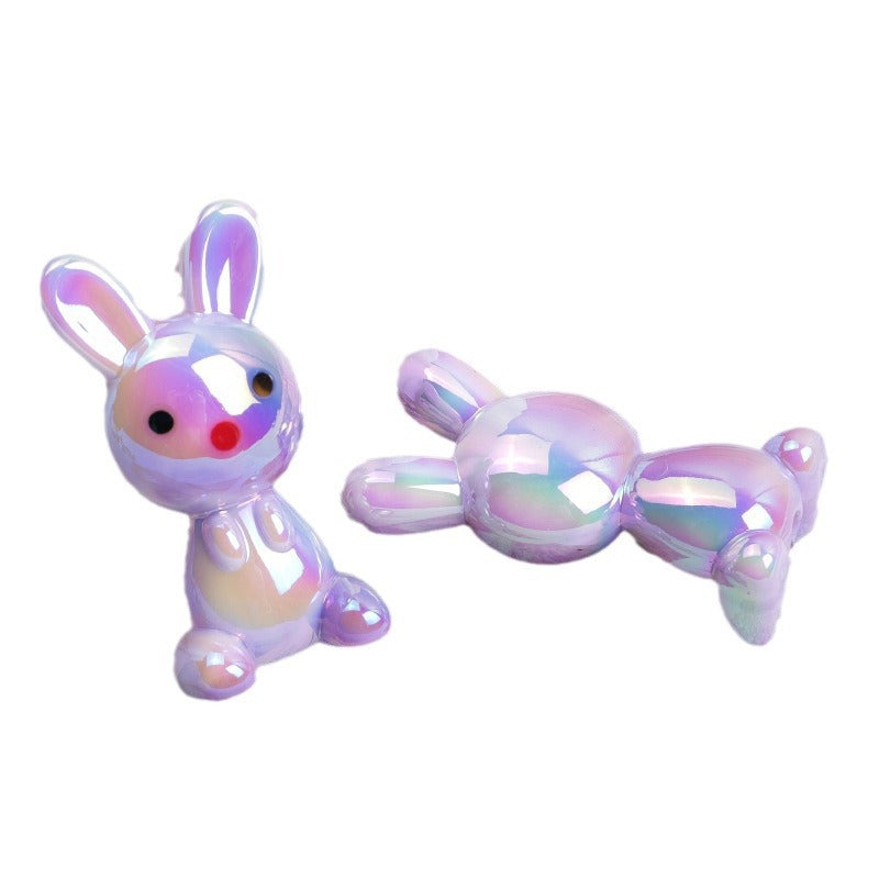 Plating Rabbit Acrylic Beads 38mm Dual Color Glossy 10pcs 2