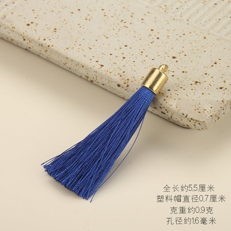 Colorful Polyester Fringe Tassel Keychain with Golden Cap 55mm 50pcs 23