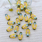 Silicone 3D Focal Beads Little Girl Yellow Hair Black Bow 20pcs 3