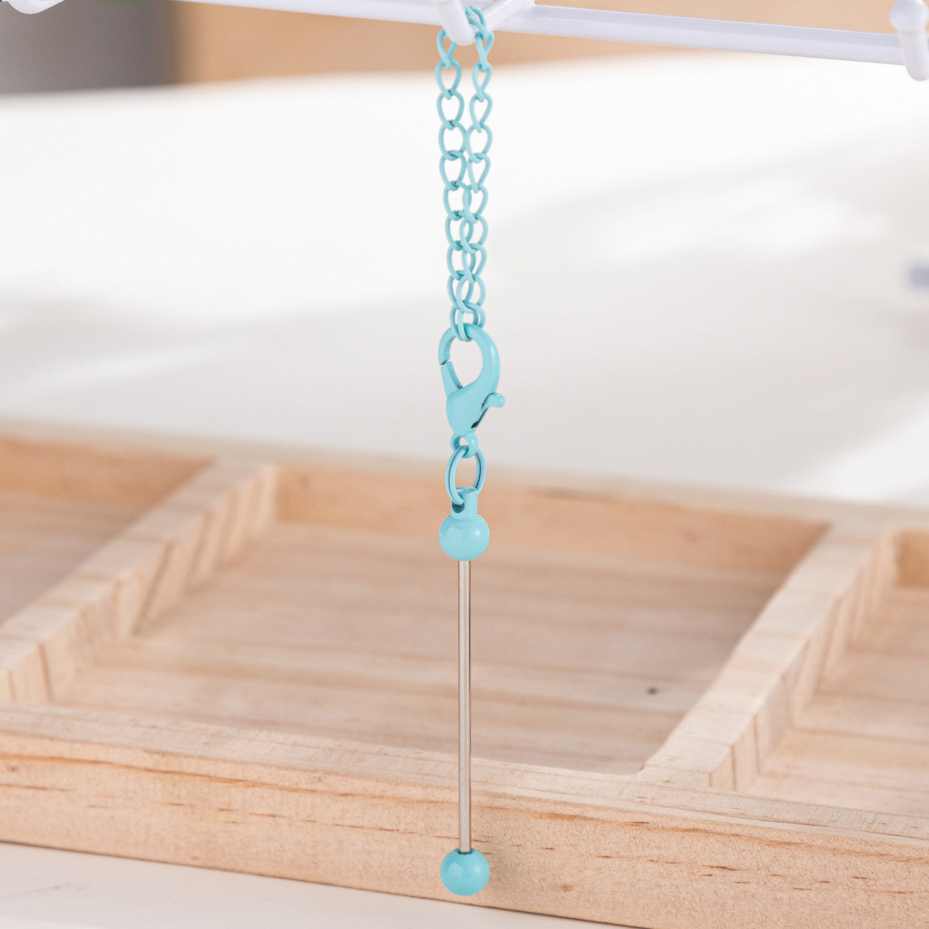 Beadable Keychain Mini Metal Bar Colorful Pendant 8 Centimeters 18