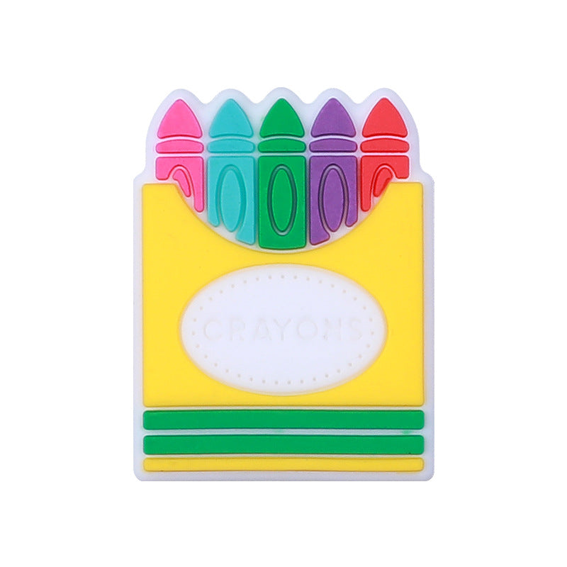 Silicone Focal Beads School Theme Crayon Alarm Clock Bookworm 20pcs 8