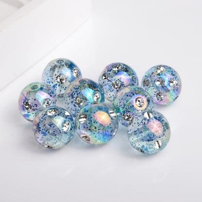 Transparent Plating Glitter Diamond Embedded Acrylic Beads 16mm 50pcs 4