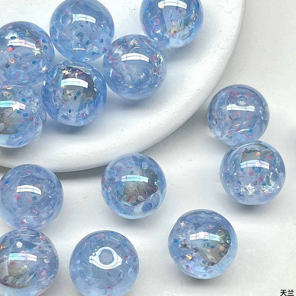 Clear Sparkle Glitter Resin Beads 16mm Round 10pcs 5