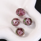 Faceted Flower Glass Beads 10mm Turquoise Painted 10pcs 5