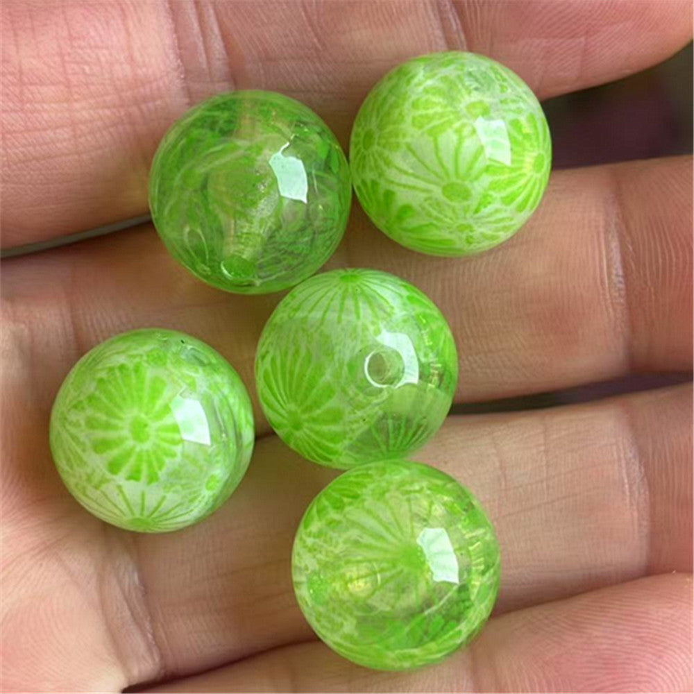 Clear Round Acrylic Beads 16mm Fireworks Pattern 100pcs 7