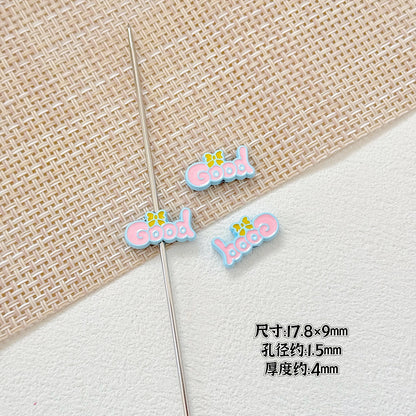 Baking Painted Good Sign and Teacup Bear Metal Beads 17mm 10pcs 5