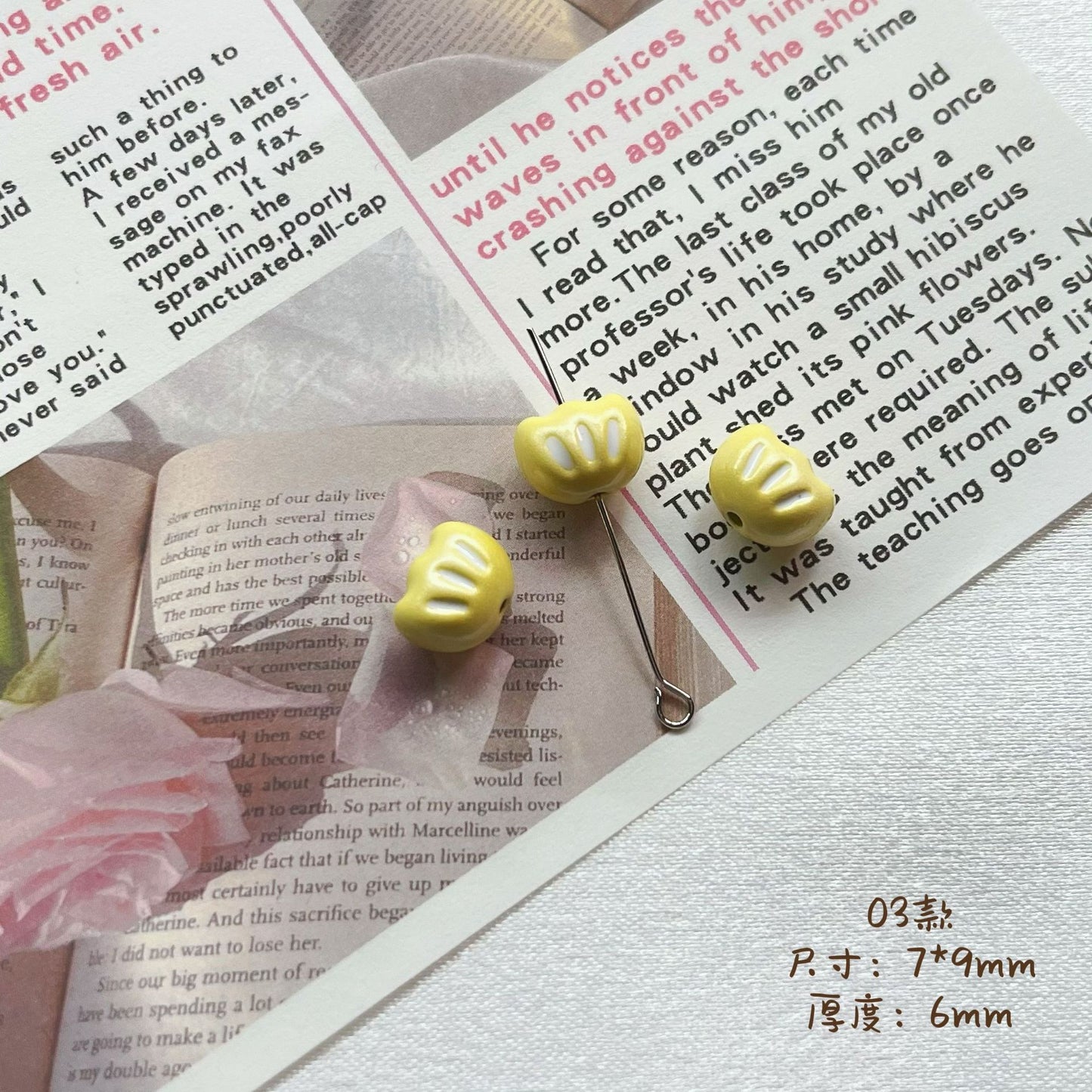 Tulip Metal Beads 3D Painted Pastel Colors 10pcs 8