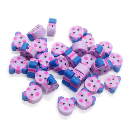 Animal Character Flat Clay Beads 10mm Colorful Mixed 1000pcs 8