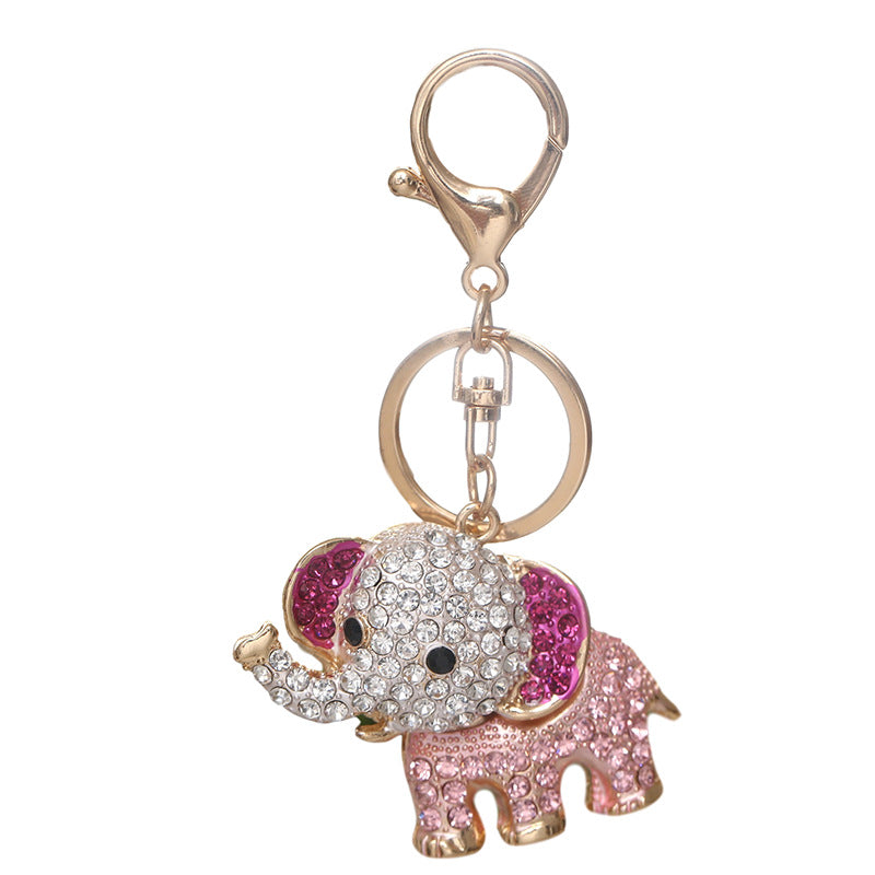 Rhinestone Elephant Keychain Metal Alloy Cute Colorful Charm 5
