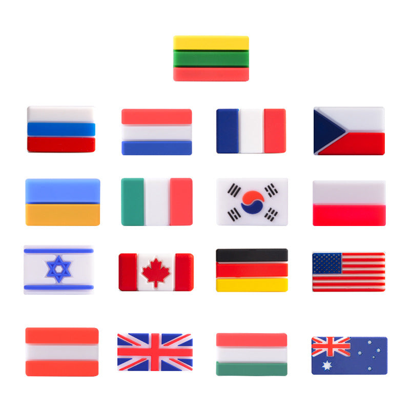 Silicone Focal Beads National Flag Rectangular Design 20pcs 3