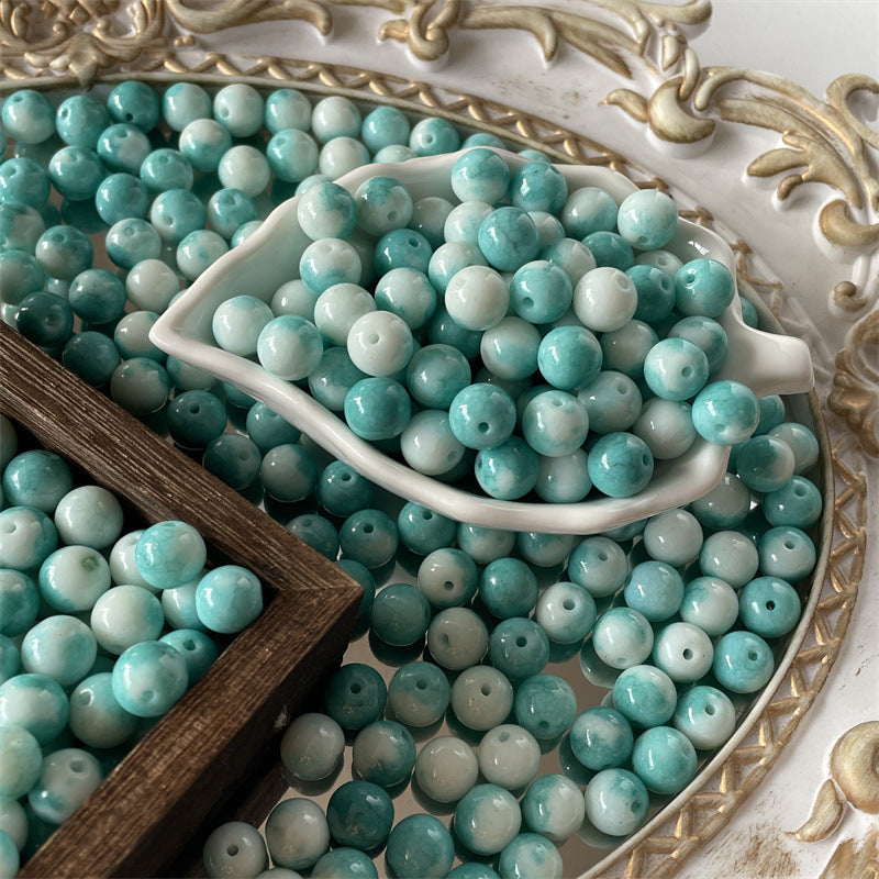 Crackle Round Glass Beads 10mm Imitation Jade Pastel Colors 40pcs 12