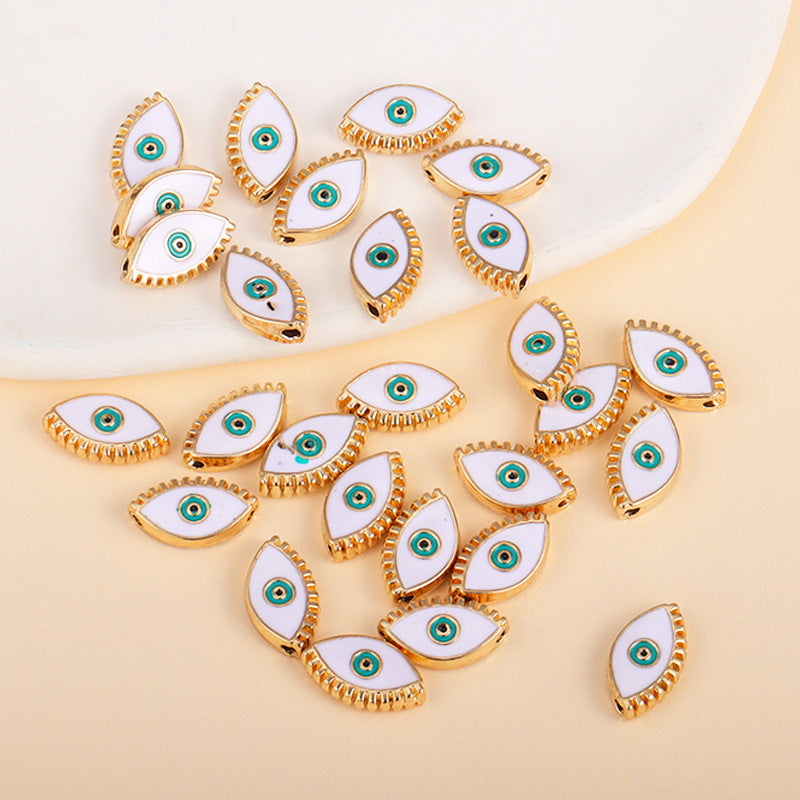 Irregular Shaped Metal Beads Double-Sided Enamel Evil Eye 20pcs 24