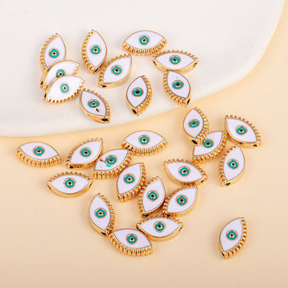 Irregular Shaped Metal Beads Double-Sided Enamel Evil Eye 20pcs 24
