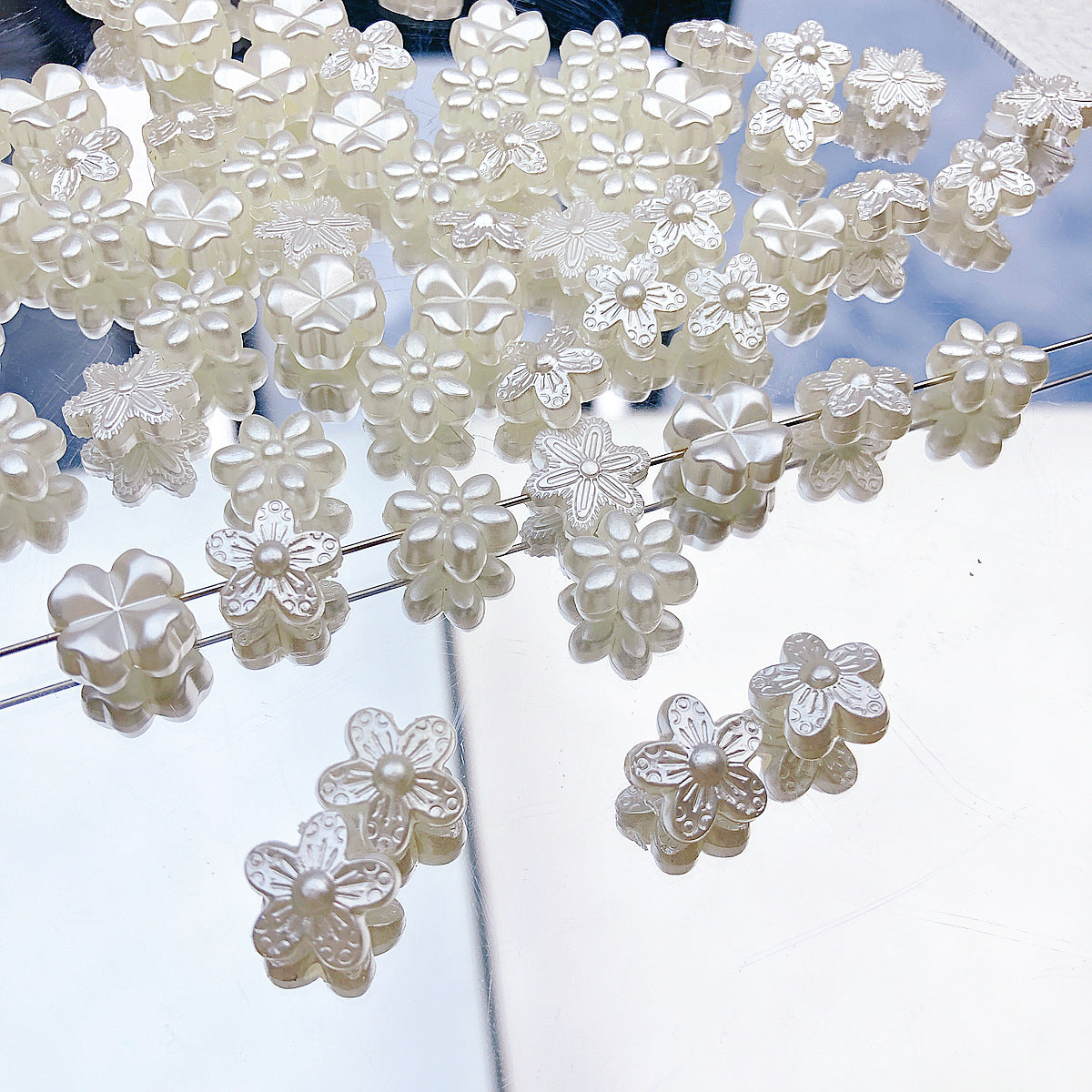 Pearl Flower Acrylic Beads 10-11mm Japanese Imitation 20pcs